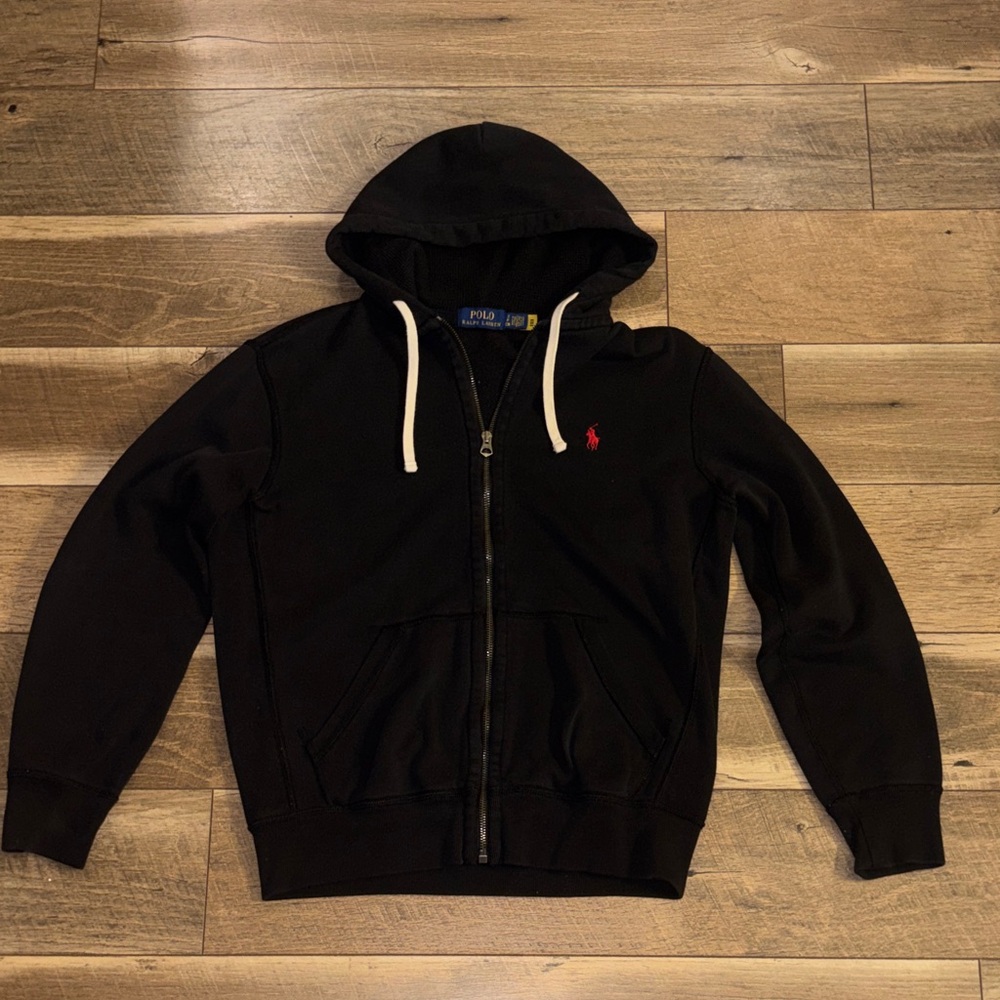 Polo by Ralph Lauren Black Zip-Up Hoodie with Red Pony